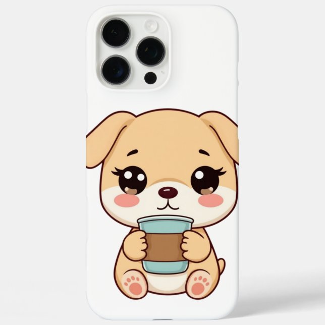 Coques Case-Mate iPhone 🐶☕ Illustration de café avec un chiot mignon | Co (Verso)