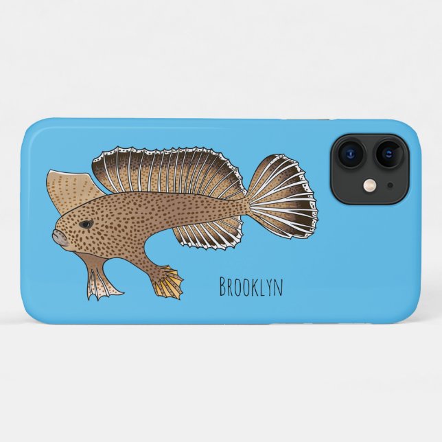 Coques Case-Mate iPhone Illustration de cartoon de poisson-grenouille (Dos (Horizontal))
