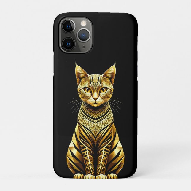 Coques Case-Mate iPhone Illustration de chat doré orné (Dos)