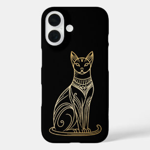 Coque Pour iPhone 16 Illustration de chat doré pour les amateurs de cha