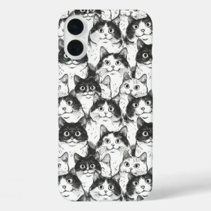 Coque Pour iPhone 16 Plus Illustration de chat noir et blanc