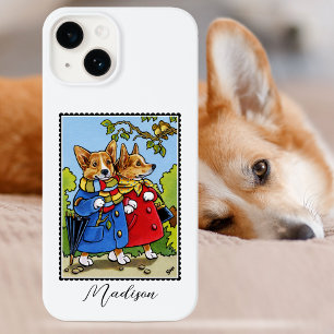 Coque Case-Mate iPhone Illustration de Chien de Corgi Whimsical Nom perso