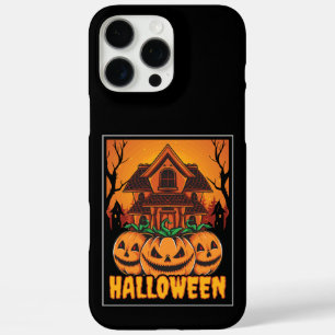 Coque iPhone 16 Pro Max Illustration de citrouille de maison hantée Hallow