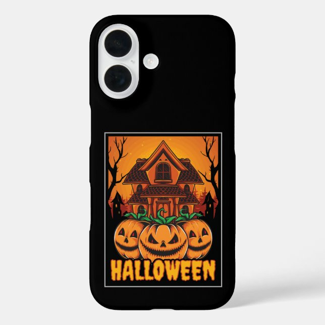 Coques Case-Mate iPhone Illustration de citrouille de maison hantée Hallow (Verso)