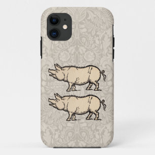 Coque Case-Mate iPhone Illustration de cochon antique mignon vintage