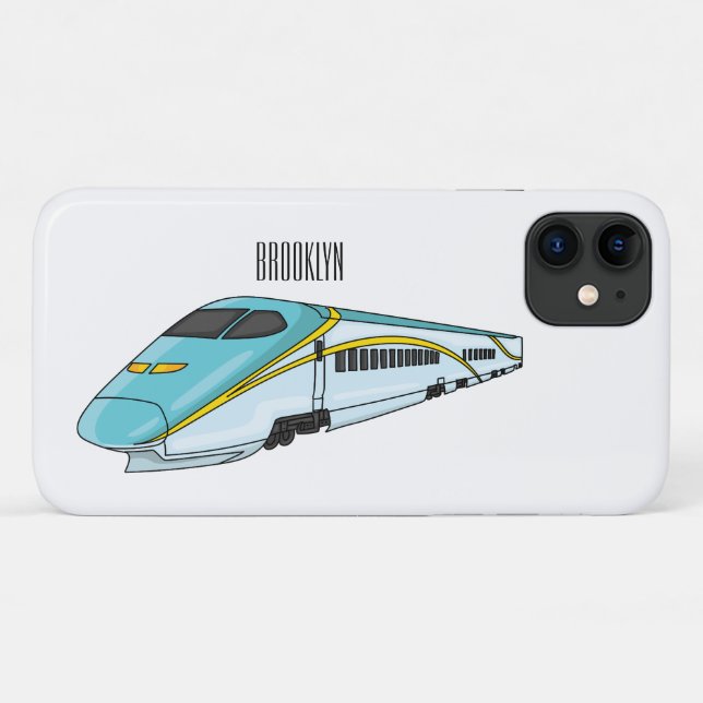 Coques Case-Mate iPhone Illustration de dessin animé de train à grande vit (Dos (Horizontal))