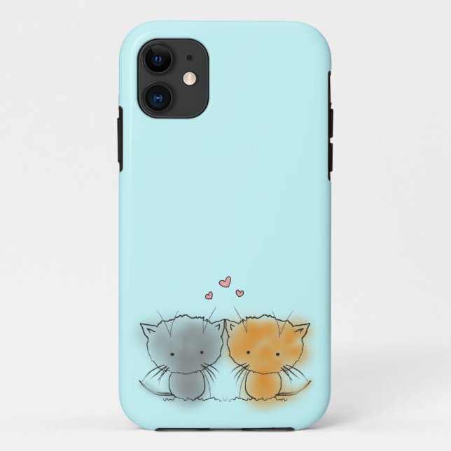 Coques Case-Mate iPhone Illustration de deux petits chatons orange et gris (Dos)