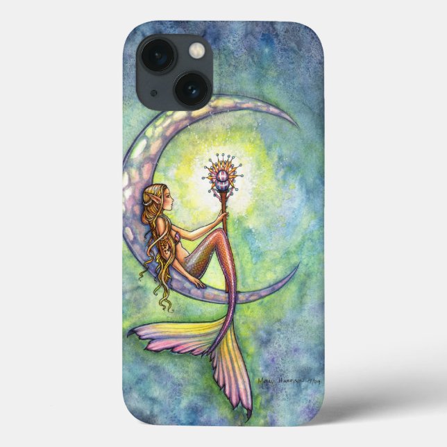 Coques Case-Mate iPhone Illustration de fantaisie de sirène lunaire (Verso)