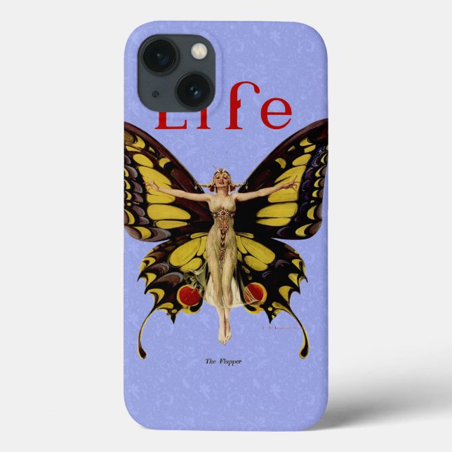 Coques Case-Mate iPhone Illustration de femme volant papillon flapper (Verso)