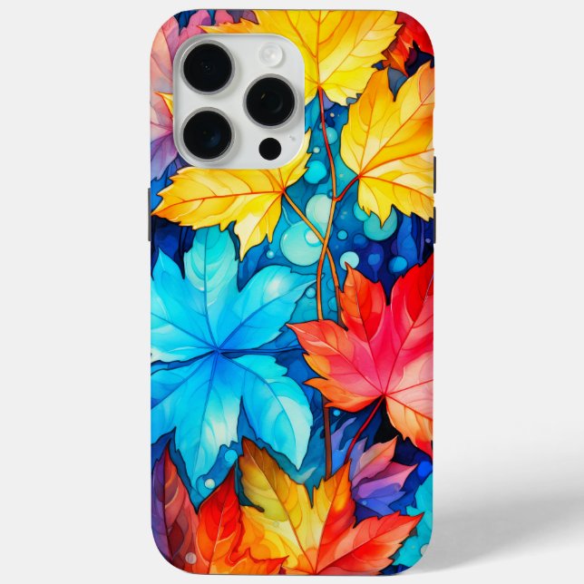 Coques Case-Mate iPhone Illustration de feuilles d'automne tombées vibrant (Verso)