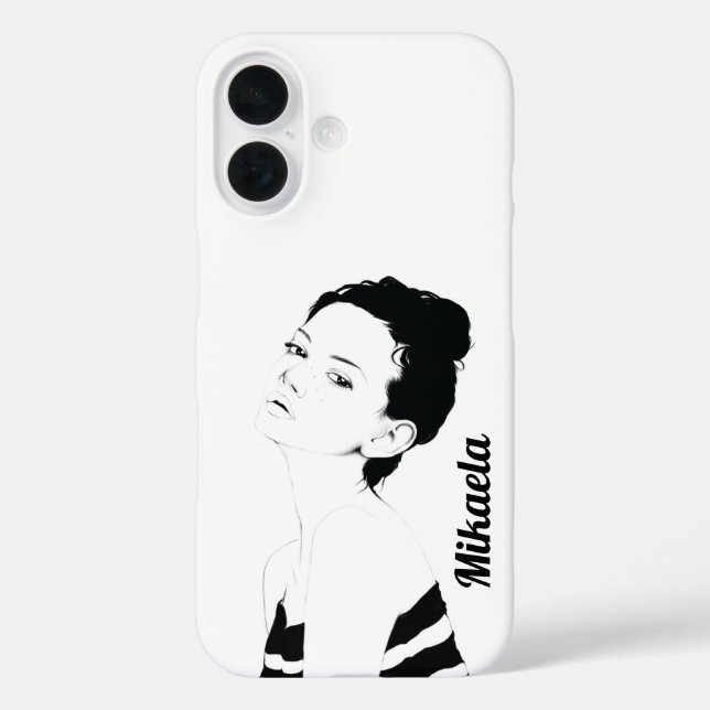 Coques Case-Mate iPhone Illustration de fille customisée (Verso)