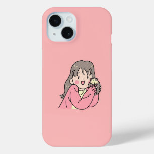 Coque Case-Mate iPhone Illustration de fille mignonne esthétique Rose