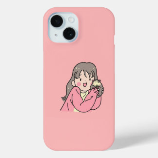 Coque Case-Mate iPhone Illustration de fille mignonne esthétique Rose