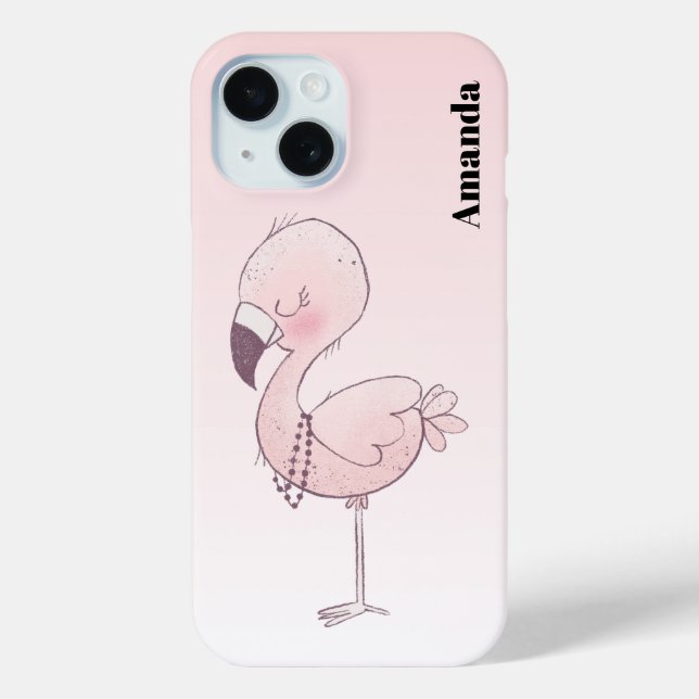 Coques Case-Mate iPhone Illustration de Flamant rose rose mou (Verso)