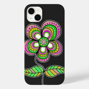 Coque Case-Mate iPhone Illustration de fleur rétro colorée