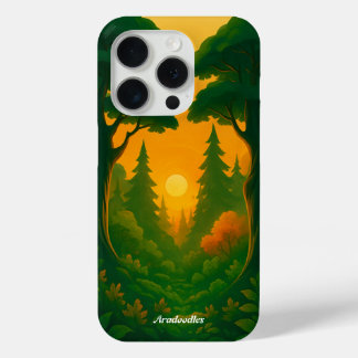 Coque Case-Mate iPhone Illustration de forêt au coucher de soleil vibrant