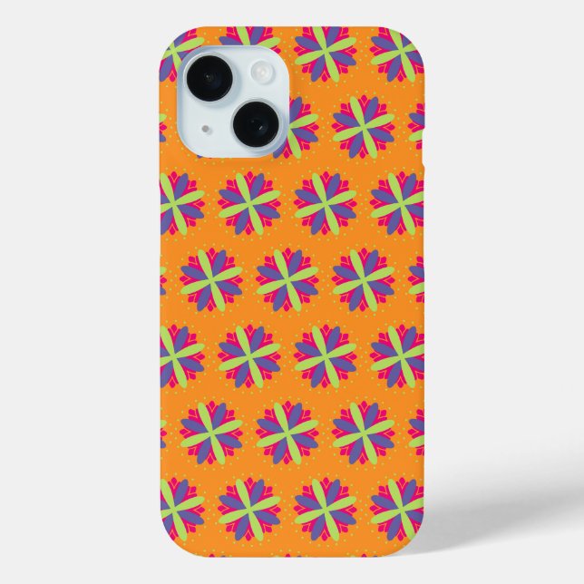 Coques Case-Mate iPhone illustration de formes florales orange (Verso)