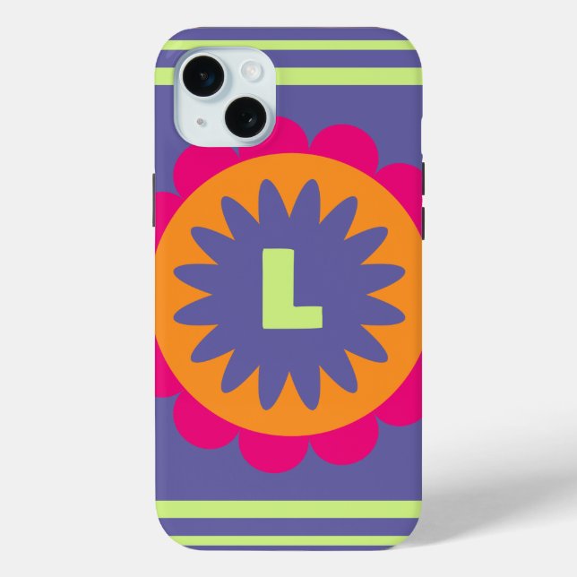 Coques Case-Mate iPhone illustration de formes florales orange et rose (Verso)