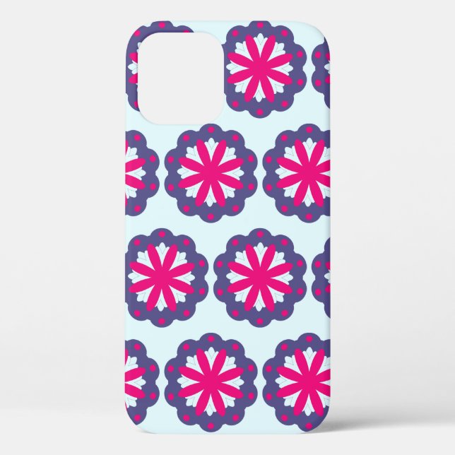 Coques Case-Mate iPhone Illustration de formes florales violettes et roses (Verso)