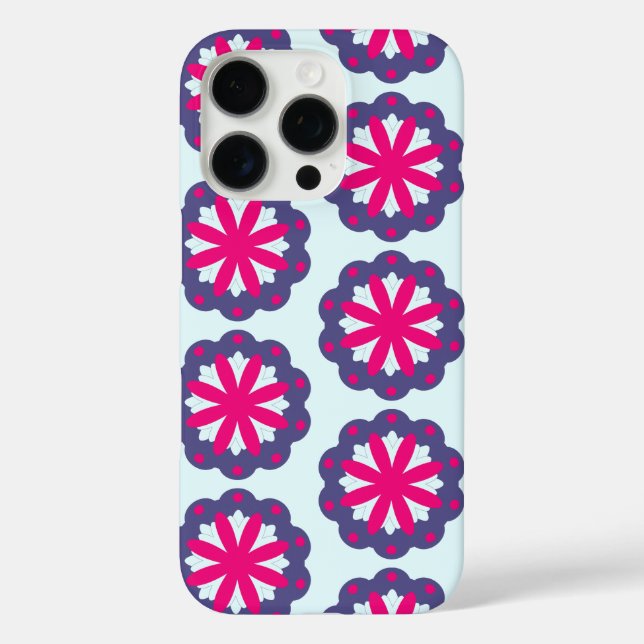 Coques Case-Mate iPhone Illustration de formes florales violettes et roses (Verso)