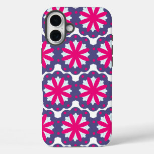 Coque Pour iPhone 16 Plus Illustration de formes florales violettes et roses