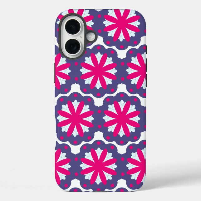 Coques Case-Mate iPhone Illustration de formes florales violettes et roses (Verso)