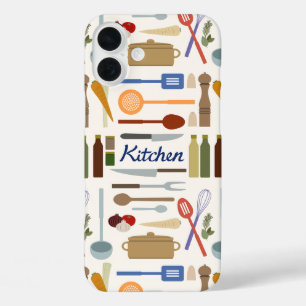 Coque Pour iPhone 16 Plus Illustration de la cuisine+Type Couleur du Motif