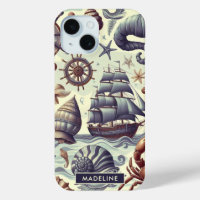Illustration de la Vie marine nautique vintage