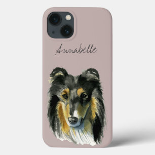 Etui iPhone 13 Illustration de l'aquarelle Collie Dog