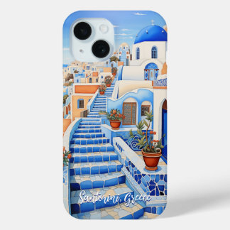 Coque Case-Mate iPhone Illustration de l'île de Santorin | Art du voyage