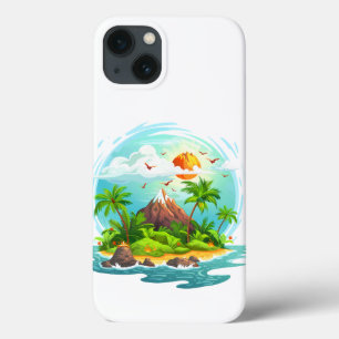 Case-Mate iPhone Case Illustration de l'île tropicale avec vue sur l'océ