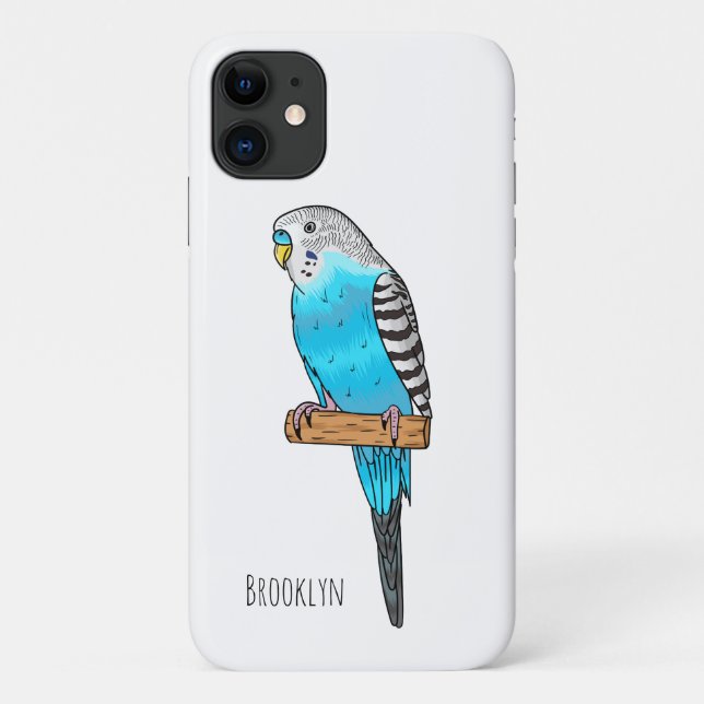 Coques Case-Mate iPhone Illustration de l'oiseau bleu budgerigar (Dos)