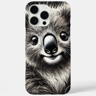 Coque iPhone 16 Pro Max Illustration de l'ours Cute Koala sur surface text