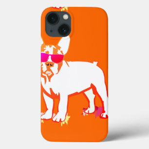 Etui iPhone 13 Illustration de lunettes de soleil pour chien Fren