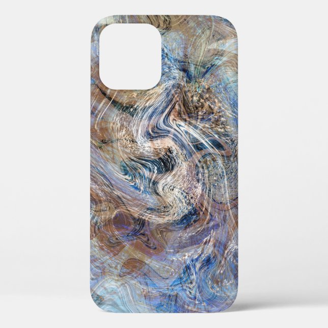 Coques Case-Mate iPhone Illustration de marbrage gris bleu (Verso)