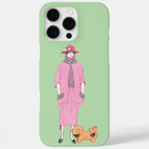 Coque iPhone 16 Pro Max Illustration de mode des années 1910 : Dame et chi