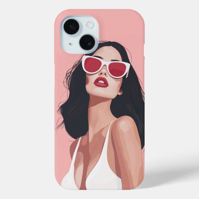 Coques Case-Mate iPhone Illustration De Mode Femme Design Avec Lunettes De (Verso)