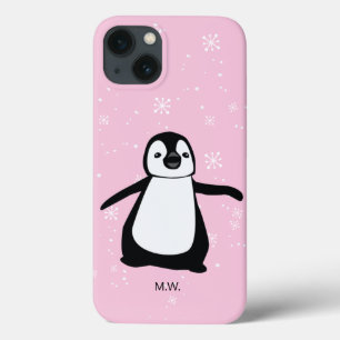 Case-Mate iPhone Case Illustration de neige hivernale Pingouin rose