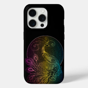 Coque Case-Mate iPhone Illustration de paon Art nouveau coloré de minuit