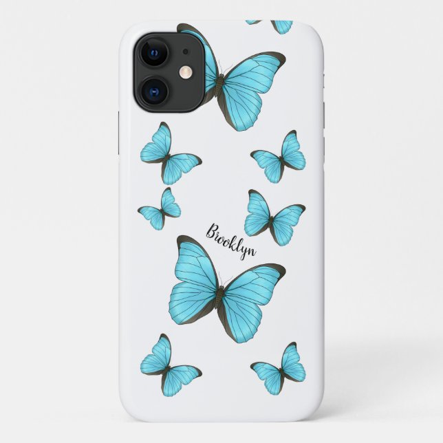 Coques Case-Mate iPhone Illustration de papillons Morpho (Dos)