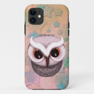 Coque iPhone 11 Illustration de petit hibou cornu grincheux
