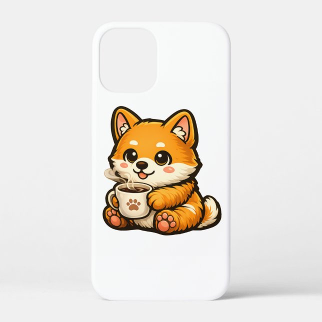 Coques Case-Mate iPhone Illustration de Shiba Inu mignon avec du café – Ch (Verso)