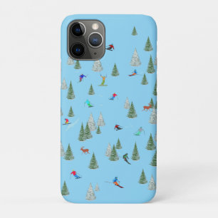 Case-Mate iPhone Case Illustration de skieurs en ski de descente Bleu pâ