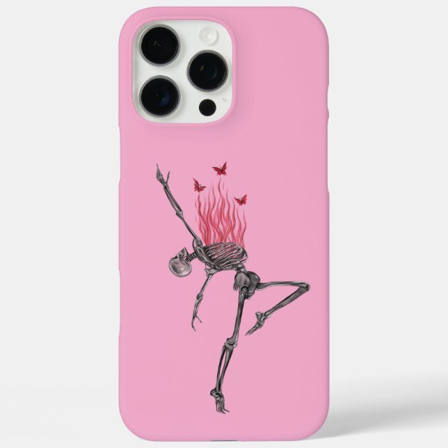 Coques Case-Mate iPhone Illustration de squelette aux flammes de feu rouge (Verso)