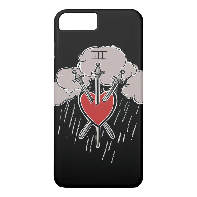 Coques Case-Mate iPhone Illustration de tarot d'amour du 3 d'Épées (Dos)
