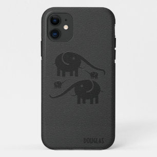 Coque Case-Mate iPhone Illustration d'éléphant en cuir noir