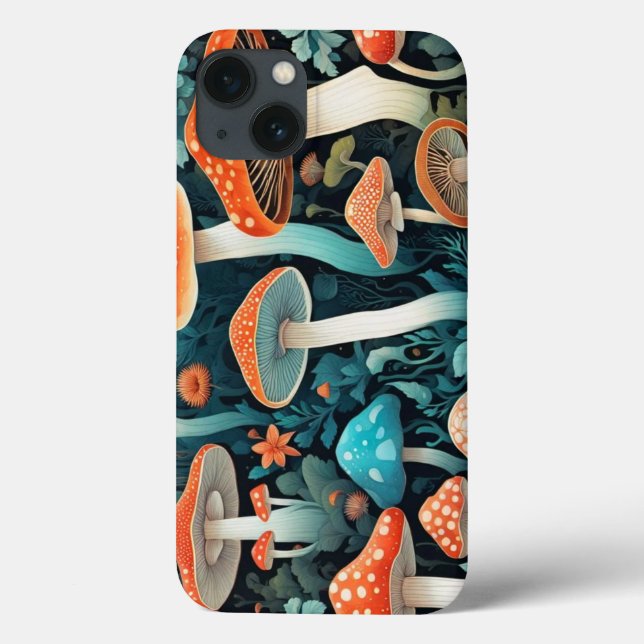 Coques Case-Mate iPhone Illustration des champignons de la forêt lunaire (Verso)