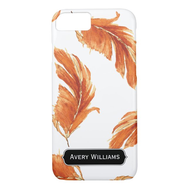 Coques Case-Mate iPhone Illustration des plumes d'aquarelle d'automne (Dos)