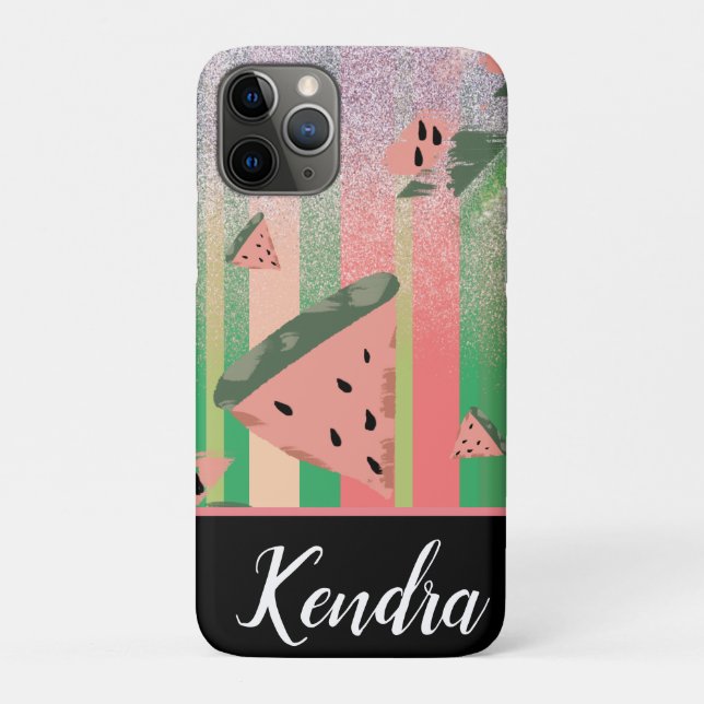 Coques Case-Mate iPhone Illustration d'été pastèque rayures scintillantes (Dos)