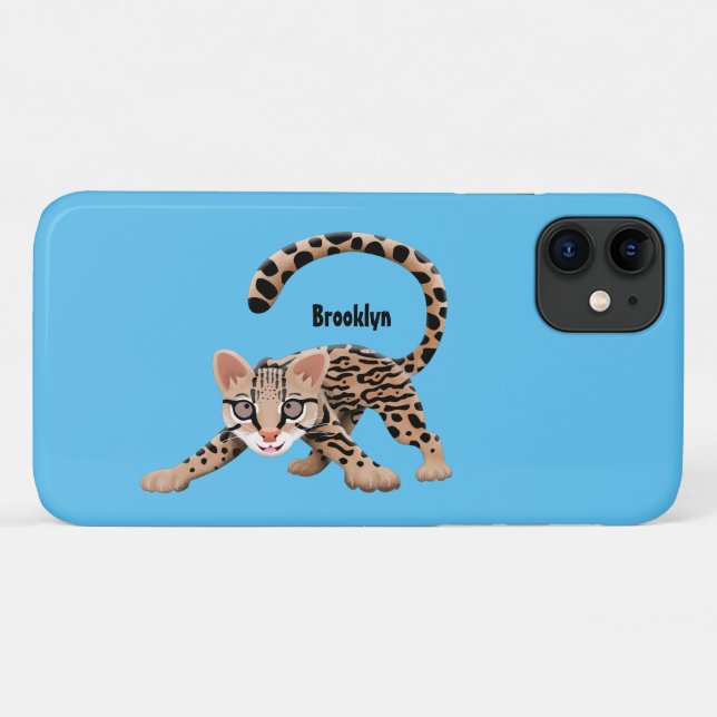 Coques Case-Mate iPhone Illustration d'ocelot mignon (Dos (Horizontal))